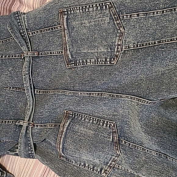 Wmns S  Denim Jumpsuit Balloon Sleeves Banded Ankles Casual Contemporary - Picture 9 of 12